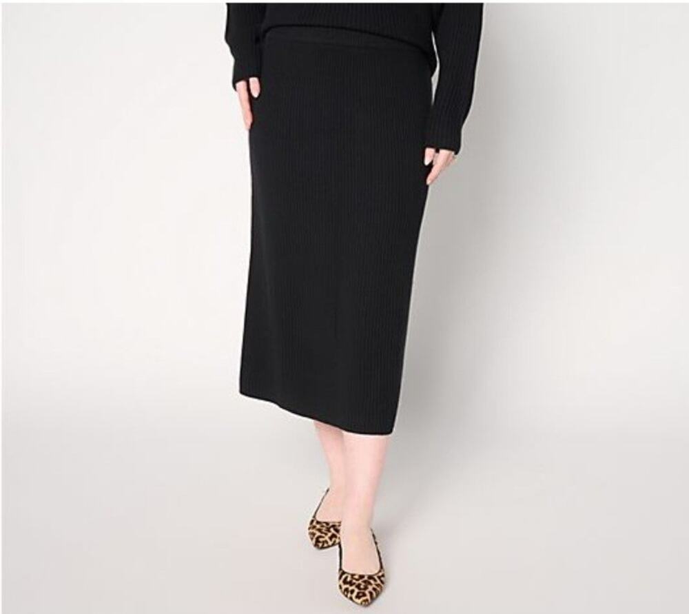 Carla Rockmore Size Large Black Pull On Sweater Midi Skirt A710986 NWOT